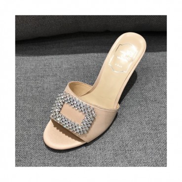 [커스텀급]Roger Vivier 2019 Ladies Signature Swarovski Logo Silk Slipper - 로저비비에 여성 시그니처 스와로브스키 로고 실크 슬리퍼 Rog0079x.Size(225 