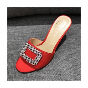 [커스텀급]Roger Vivier 2019 Ladies Signature Swarovski Logo Silk Slipper - 로저비비에 여성 시그니처 스와로브스키 로고 실크 슬리퍼 Rog0078x.Size(225 
