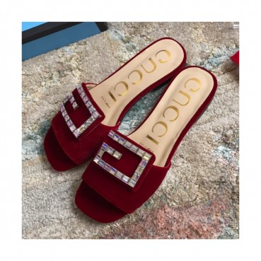 Gucci 2019 Ladies Crystal G Logo  Suede Slipper - 구찌 여성 크리스탈  G로고 스웨이드 슬리퍼Guc0999x.Size(225 