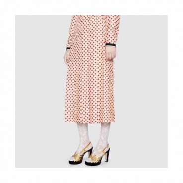 Gucci 2019 Ladies Ribbon Crystal High-heel Sandal 