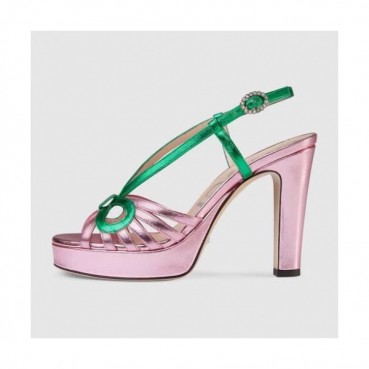 Gucci 2019 Ladies Ribbon Crystal High-heel Sandal 