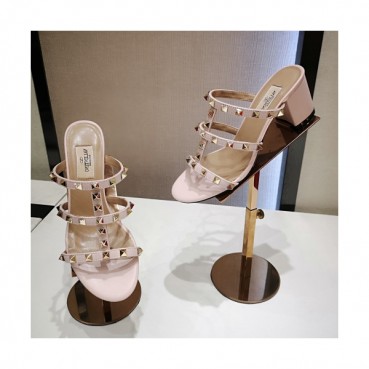 Valentino 2019 Womens Rock Stud Strap Middle-heel Slipper 