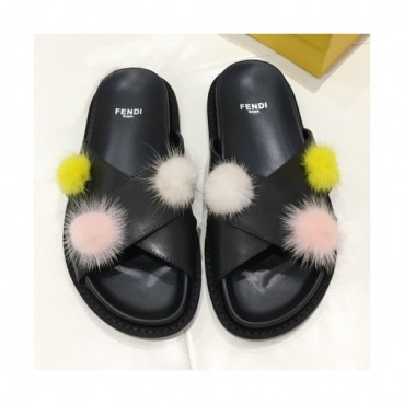 Fendi 2019 Mm/Wm Per Leather Slipper - 펜디 남자 퍼 레더 슬리퍼 Fen0196x.Size(225