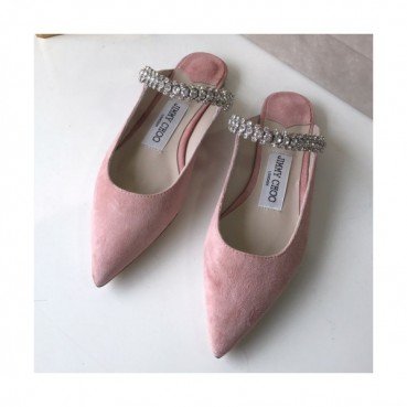 Jimmy-Choo 2019 Ladies Embellished Crystal Suede Slipper 