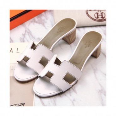 Hermes 2019 Ladies Oasis Middle-heel Leather Sandal 
