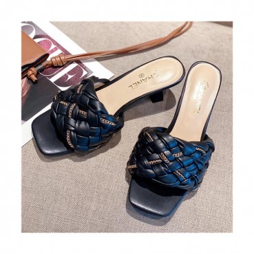 Chanel 2021 Women's Leather Slipper,CHAS0652 - 샤넬 2021 여성용 레더 슬리퍼,Size(225