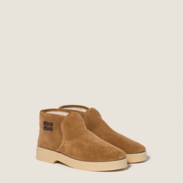 미우미우 여성 시어링 슬립온 부티 - Miumiu Womens Shearling Slip