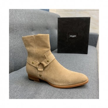 Saint Laurent 2020 Men's Leather Ankle Boots - 입생로랑 2020 남성용 레더 앵글부츠,Size(240