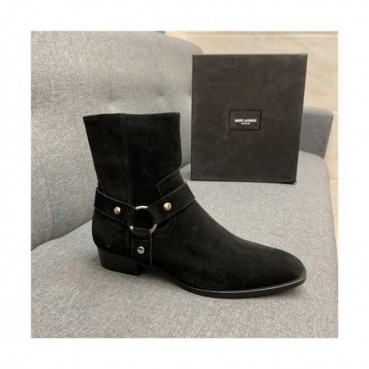 Saint Laurent 2020 Men's Leather Ankle Boots - 입생로랑 2020 남성용 레더 앵글부츠,Size(240