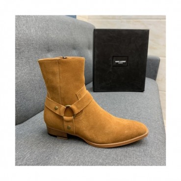 Saint Laurent 2020 Men's Leather Ankle Boots - 입생로랑 2020 남성용 레더 앵글부츠,Size(240