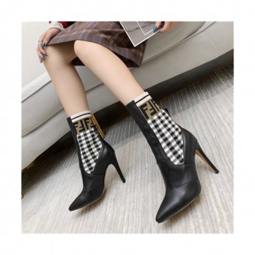 Fendi 2020 Women's Leather High Heel Ankle Boots - 펜디 2020 여성용 레더 하이힐 앵글부츠,Size(225