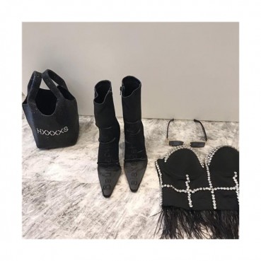 [알렉산더왕] Alexander Wang 2020 Silk Embroidery High Heel Boots - 알렉산더왕 2020 실크 엠브로이더리 하이힐 부츠 ALWS0027, Size(225