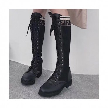 Fendi 2019 Ladies Leather & Knit Boots - 펜디 2019 여성용 레더 & 니트 부츠  FENS0115,Size(225