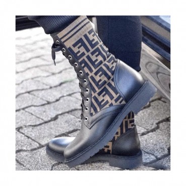 Fendi 2019 Ladies Leather & Knit Boots - 펜디 2019 여성용 레더 & 니트 부츠  FENS0114,Size(225