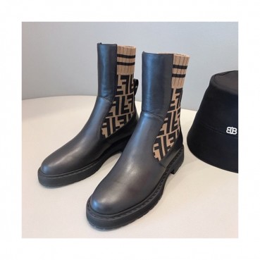 Fendi 2019 Ladies Leather & Knit Boots - 펜디 2019 여성용 레더 & 니트 부츠  FENS0111,Size(225