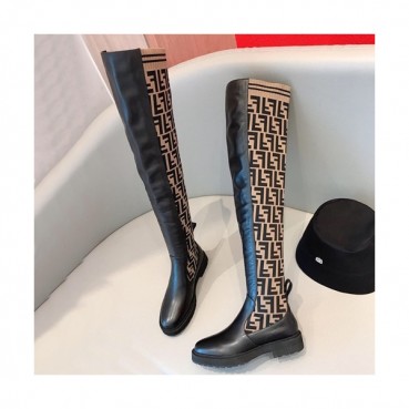 Fendi 2019 Ladies Leather & Knit Boots - 펜디 2019 여성용 레더 & 니트 부츠  FENS0110,Size(225