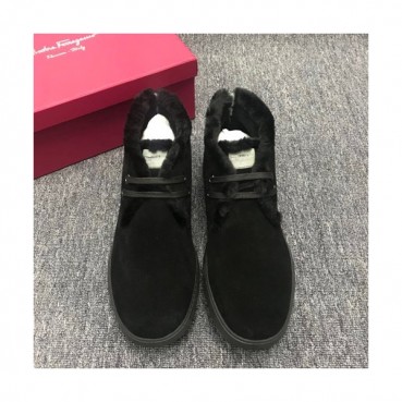Ferragamo 2019 Mens Leather Wool Boots - 페라가모 2019 남성용 레더 울 부츠,FGMS0042,Size(245 