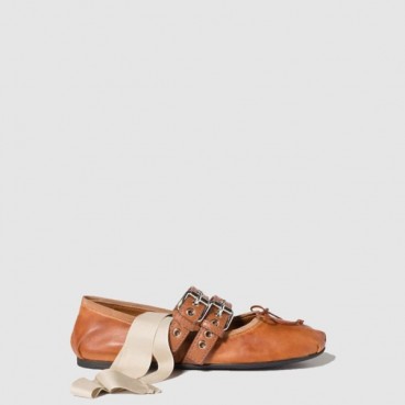 미우미우 여성 레더 발레리나 - Miu Miu Womens Leather Ballerina 
