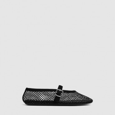 알라이아 여성 피시넷 발레 플랫 슈즈 - Alaia Womens Fishnet Ballet Flat Shoes 