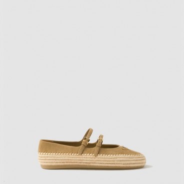 프라다 여성 나파 라피아 발레리나  - Prada Womens Nappa Raffia Ballerina 