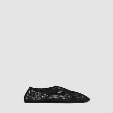 알라이아 여성 피시넷 로우 뱀프 발레 플랫 슈즈 - Alaia Womens Fishnet Material Low Vamp Ballet Flat Shoes 
