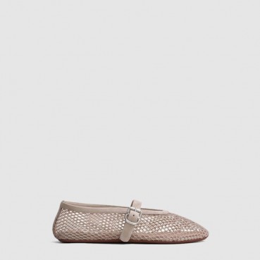 알라이아 여성 피시넷 발레 플랫 슈즈 - Alaia Womens Fishnet Ballet Flat Shoes 