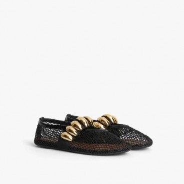알라이아 여성 피시넷 쥬얼 발레 플랫 슈즈 - Alaia Womens Fishinet Jewel Ballet Flat Shoes 