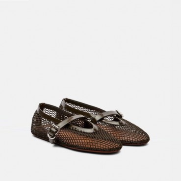 알라이아 여성 피시넷 발레 플랫 슈즈 - Alaia Womens Fishnet Ballet Flat Shoes 