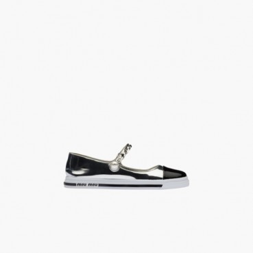 미우미우 여성 메탈릭 테크니컬 패브릭 발레리나【매장120만원대】 - Miumiu Womens Silver Plats 