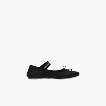 미우미우 여성 새틴 발레리나【매장120만원대】 - Miumiu Womens Black Plats 