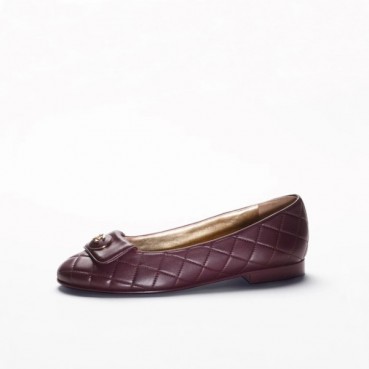 샤넬 여성 버건디 플랫 - Chanel Womens Burgundy Flat Shoes 