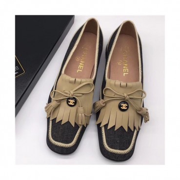 Chanel 2021 Women's Leather Flat - 샤넬 2021 여성용 레더 플렛,Size(225