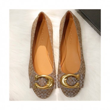 Coach 2021 Women's Leather Flat - 코치 2021 여성용 레더 플렛,Size(225