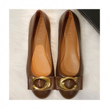 Coach 2021 Women's Leather Flat - 코치 2021 여성용 레더 플렛,Size(225