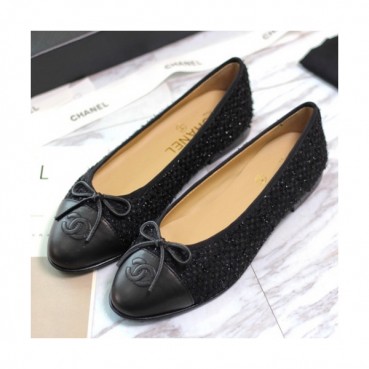 Chanel 2019 Ladies Classic CC Logo Ribbon Tweed Ballet Flat Shoes - 샤넬 여성 클랙식 CC 로고 리본 트위드 발렛 플랫 슈즈 Cnl0305x.Size(225 
