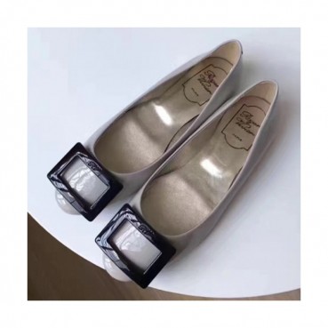 Roger Vivier 2019 Ladies Belle Patent-Leather Flat Shoes 
