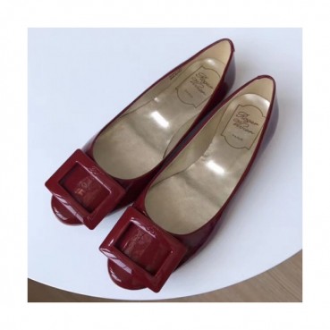 Roger Vivier 2019 Ladies Belle Patent-Leather Flat Shoes 