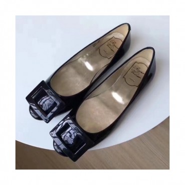 Roger Vivier 2019 Ladies Belle Patent-leather Flat Shoes 