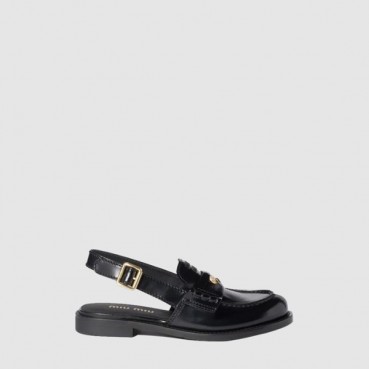 미우미우 여성 브러시드 가죽 슬링백 로퍼 - Miu Miu Womens Brushed Leather Slingback Loafers 