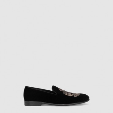 돌체앤가바나 남성 자수 벨벳 로퍼 - Dolc&Gabbana Mens Embroidered Velvet Loafers 