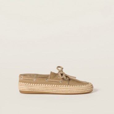미우미우 여성 스웨이드 라피아 보트 슈즈 - Miumiu Womens Suede Raffia Boat Shoes 