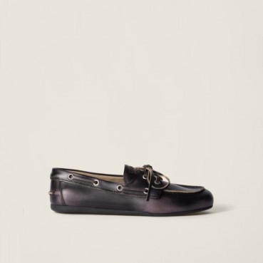 미우미우 여성 블리치드 보트 슈즈 - Miumiu Womens Unlined Bleached Leather Boat Shoes 