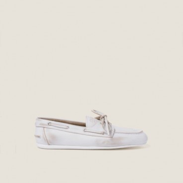 미우미우 여성 블리치드 보트 슈즈 - Miumiu Womens Unlined Bleached Leather Boat Shoes 