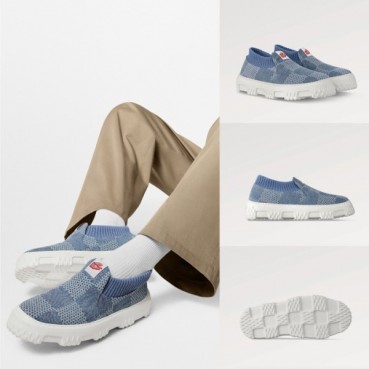 루이비통 남성 다미에 블루 로퍼 - Louis vuitton Mens Blue Loafer 