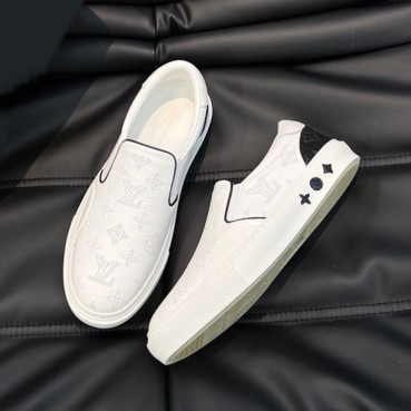 루이비통 남성 모던 화이트 로퍼 - Louis vuitton Mens White Loafer 