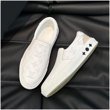 루이비통 남성 모던 화이트 로퍼 - Louis vuitton Mens White Loafer 