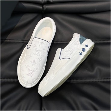 루이비통 남성 모던 화이트 로퍼 - Louis vuitton Mens White Loafer 