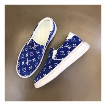 루이비통 남성 모던 블루 로퍼 - Louis vuitton Mens Blue Loafer 