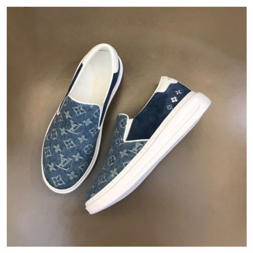 루이비통 남성 모던 블루 로퍼 - Louis vuitton Mens Blue Loafer 