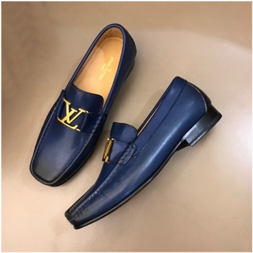 루이비통 남성 클래식 블루 로퍼 - Mens Blue Loafer 